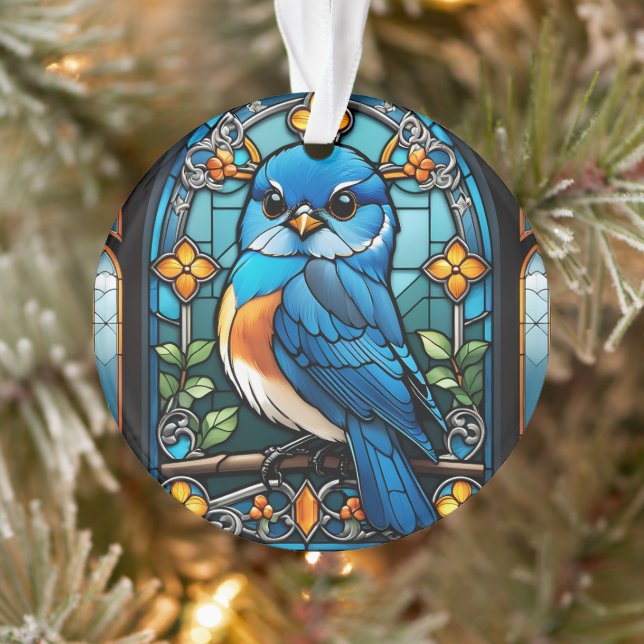 Adorno Majestic Bluebird Encaramado en la ventana de vidr (Árbol)