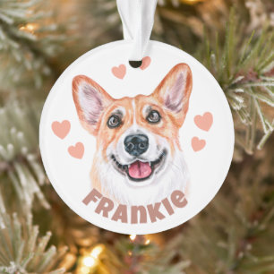 Adorno Mamá Corgi Corte Con Ilustracion De Perro Corazón