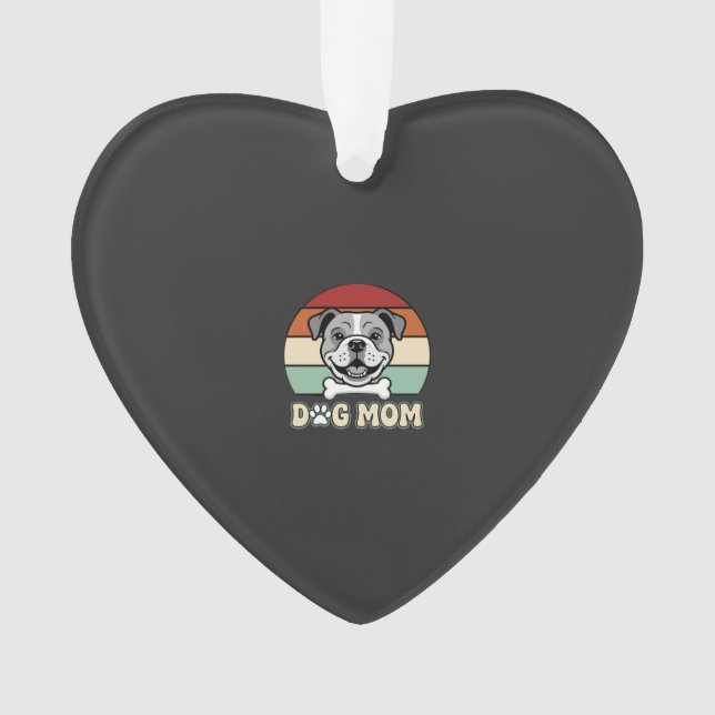 Adorno Mamá Perro Retro Vector Bulldog (Anverso)