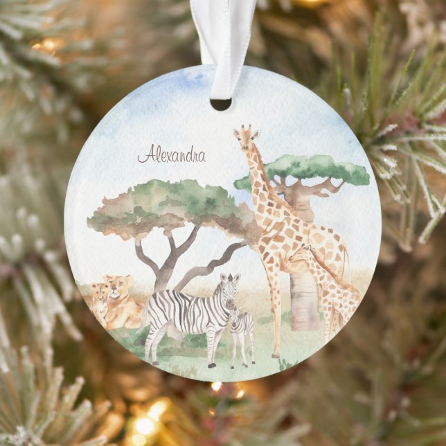 Adorno Mami acuarela y bebé Navidades de animales african (Árbol)