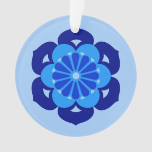 Adorno Mandala de flores Lotus, índigo y azul claro