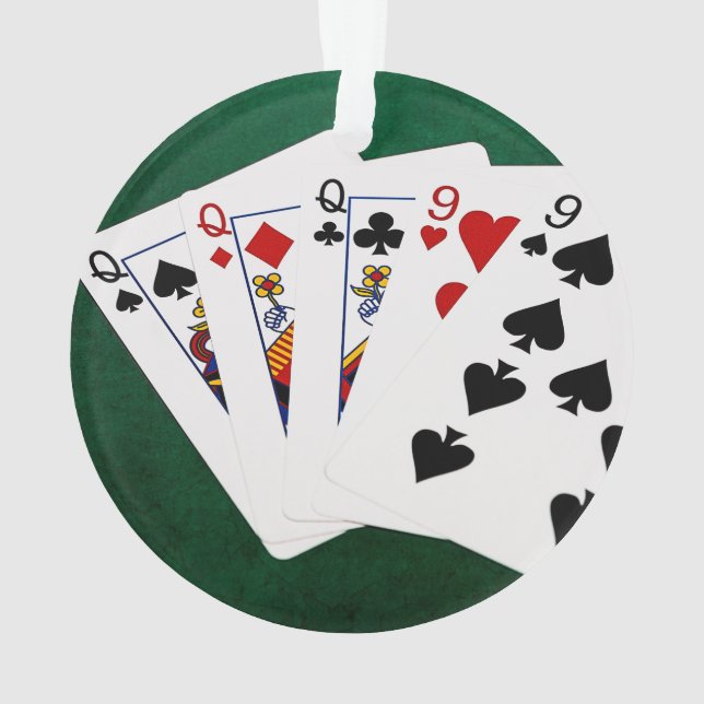 Adorno Manos de póquer - Casa llena - Reina y Nueve (Reverso)