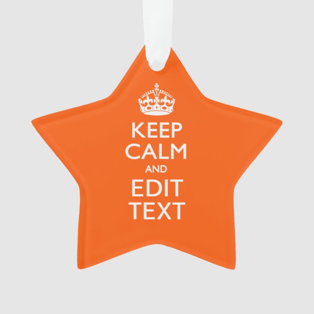 Adorno MANTENER CALMA EL Decorado Naranja de texto (Anverso)