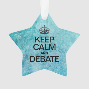 Adorno MANTENER LA CALMA Y DEBATIR LA textura azul