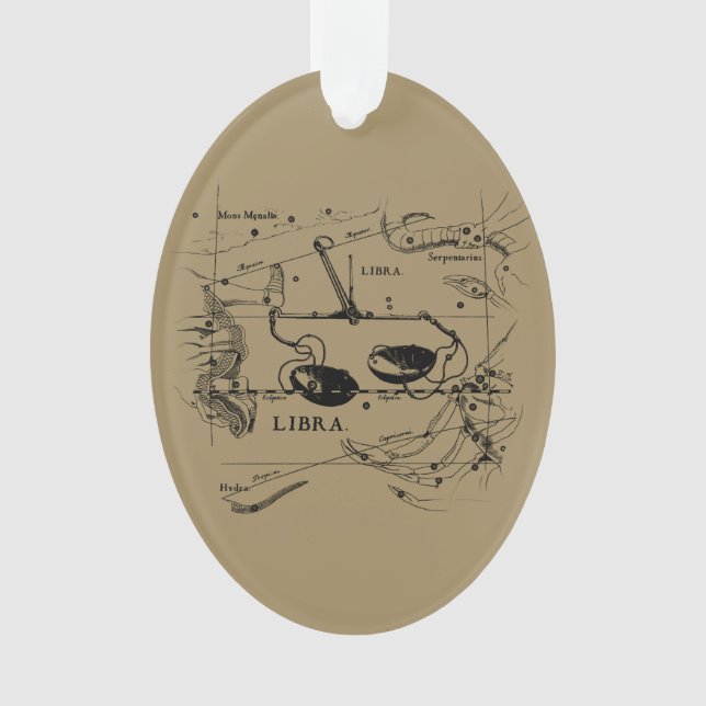 Adorno Mapa de la constelación de Libra Hevelius alrededo (Anverso)