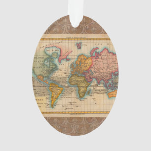 Adorno Mapa Mundial 1780 Planisferio Antiguo de Bonne