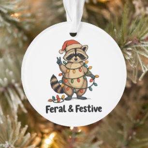 Adorno Mapache Feroz y Festivo Luces de Navidad