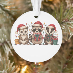 Adorno Mapache Zarigüeya Panda Sombrero Santa Navidad