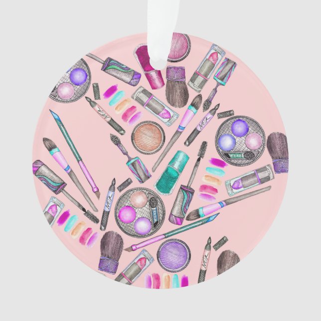 Adorno Maquillaje pintado a mano de la acuarela del chica (Anverso)