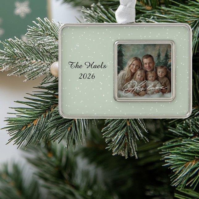 Adorno Maravillas verdes de su amor Ornamento navideño (Green Star Photo Ornament)