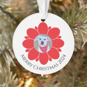 Adorno Marco de flores rojas recortadas para Navidades de