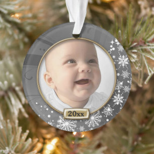 Adorno Marco de plata para el primer Navidad del bebé