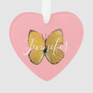 Adorno Mariposa Amarilla Rosa Cuta Personalizada