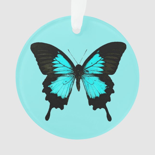 Adorno Mariposa - azul turquesa y negro (Anverso)
