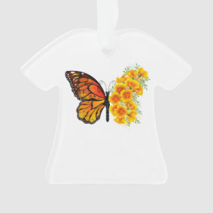 Adorno Mariposa de flores con amapola amarilla de Califor