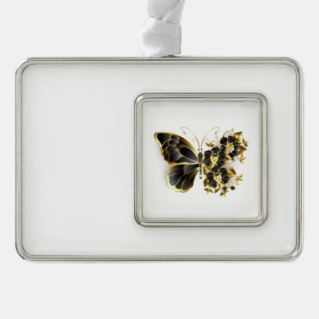 Adorno Mariposa de flores de oro con orquídea negra (Anverso)