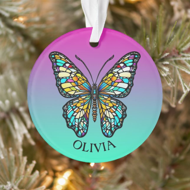 Adorno Mariposa de vidrio manchado de color personalizado (Árbol)