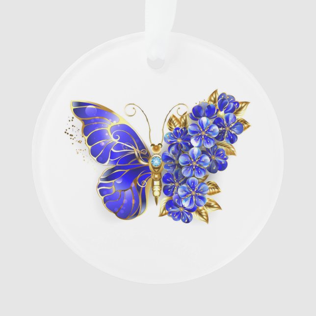 Adorno Mariposa Flor Zafiro (Anverso)