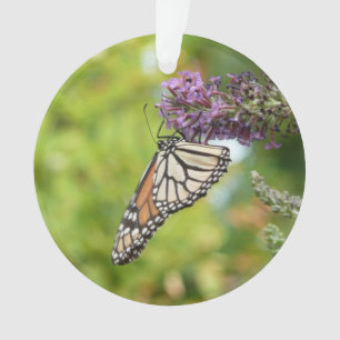 Adorno Mariposa Monarca en Arbusto de Mariposas Purpúreas