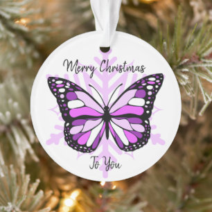 Adorno Mariposa morada en Navidades de copas de nieve