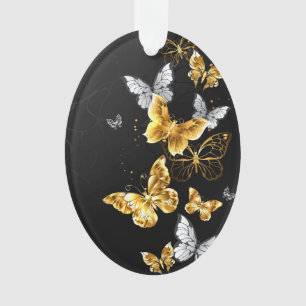 Adorno Mariposas doradas y blancas