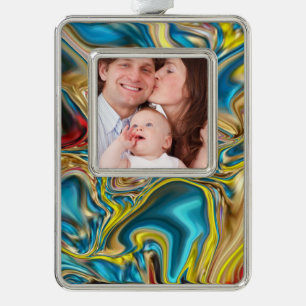 Adorno mármol abstracto giratorio amarillo azul turquesa 