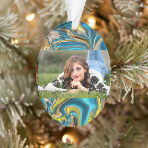 Adorno mármol abstracto giratorio amarillo azul turquesa