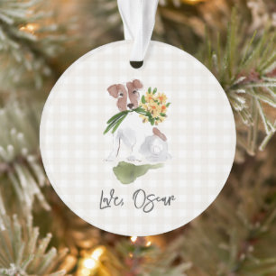 Adorno Mascota de amor Gingham Terrier Dog Watercolor Art