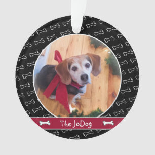 Adorno Mascota de patrón óseo de perro con foto de perr