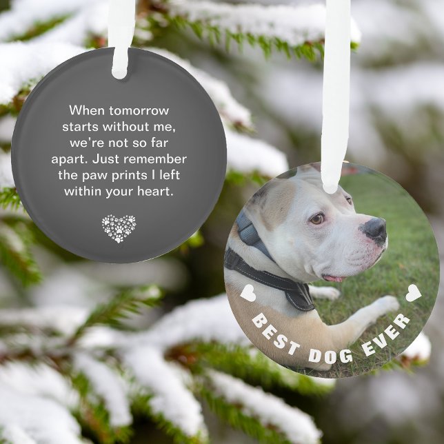 Adorno Mascota de perro poema foto memoria gris Keepsake (Dog Pet Poem Photo Gray Memorial Keepsake Ornament)
