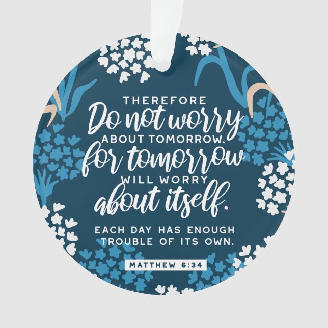 Adorno Mateo 6:34 Verso de la Biblia (Anverso)