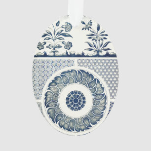 Adorno Medallón Chino: Chinoiserie Azul Índigo