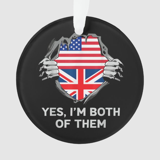 Adorno Media estadounidense mitad británica bandera de In (Anverso)