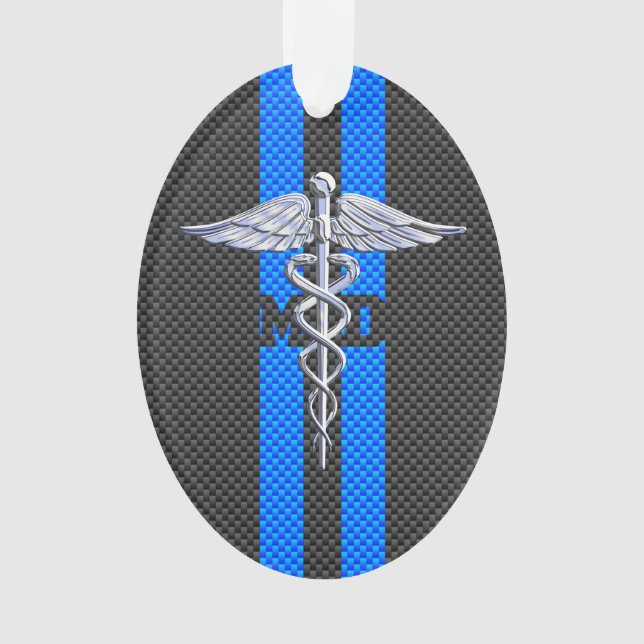 Adorno Médica médico MD Caduceus al estilo de la fibra de (Anverso)