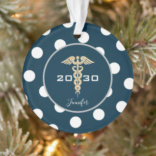 Adorno Médica médico personalizado Navidades azules de la