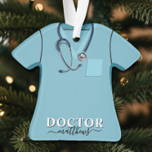 Médico Scrubs Stethoscope Camisas azules Navidades