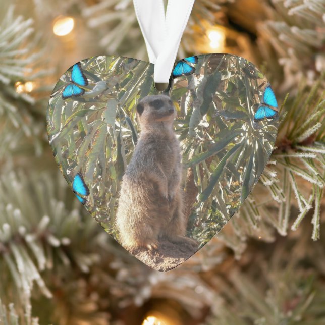 Adorno Meerkat Y Mariposas, (Árbol)