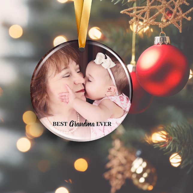 Adorno Mejor foto de la abuela de la historia (Cute Best Grandma Ever Photo Ornament)