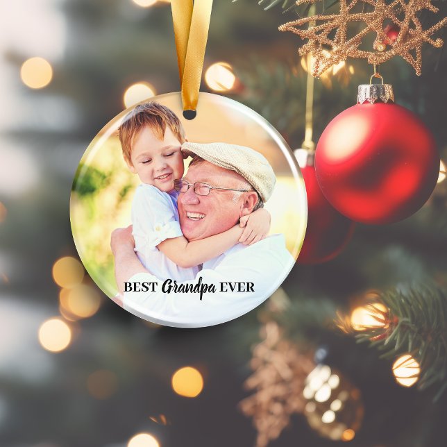 Adorno Mejor foto del abuelo de la historia (Cute Best Grandpa Ever Photo Ornament)