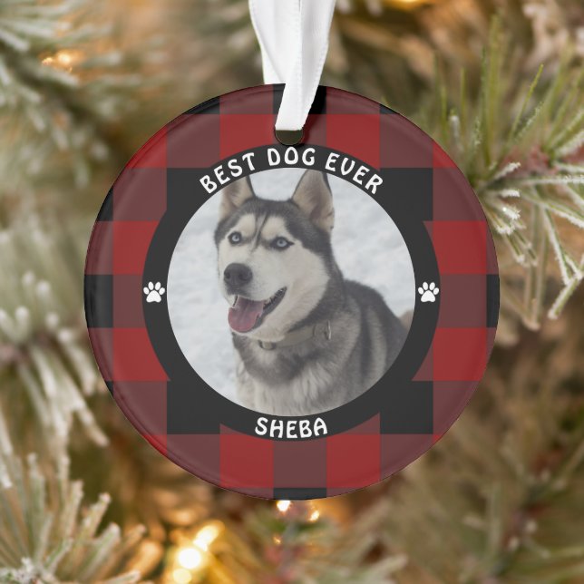 Adorno MEJOR PERRO QUE NUNCA PLATA Roja Personalizado (Árbol)