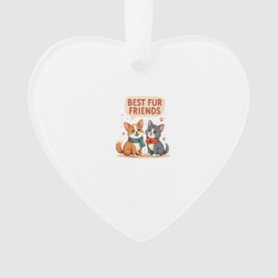 Adorno Mejores amigos de pelaje vintage gato y perro de d