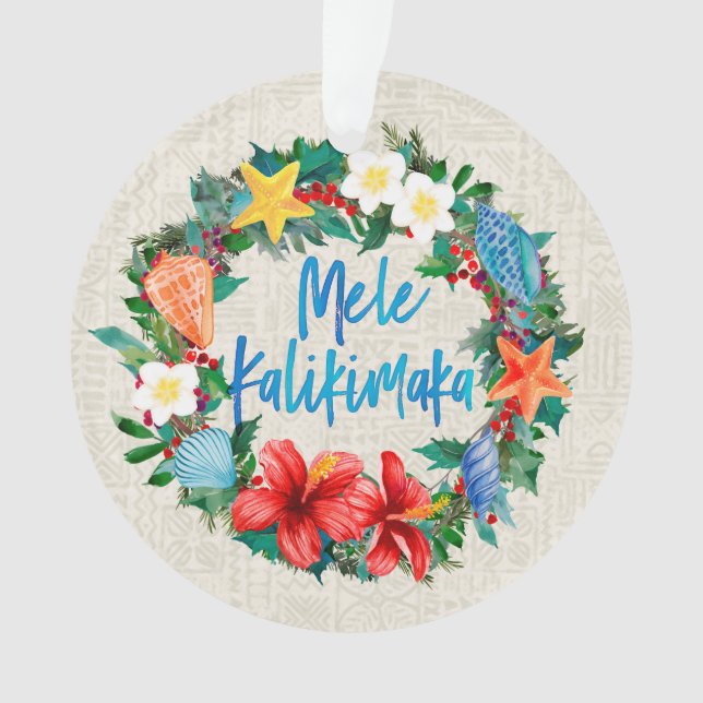 Adorno Mele Kalikimaka Hawaiian Beach Christmas Wreath (Anverso)