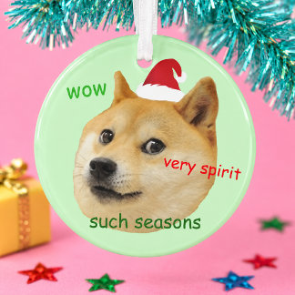 Adorno Meme divertido de Santa Doge Shiba Inu Such Season