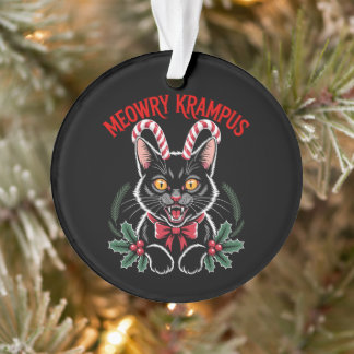 Adorno Meowry Krampus Navidad Gato Negro Caña de Caramelo