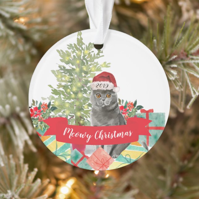 Adorno Meowy Navidades: Gato de Shorthair británico (Árbol)