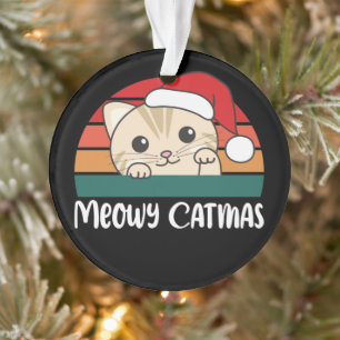 Adorno Merry Catmas Funny Cat Navidades Pun Ornament