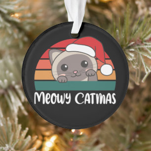 Adorno Merry Catmas Funny Cat Navidades Pun Ornament