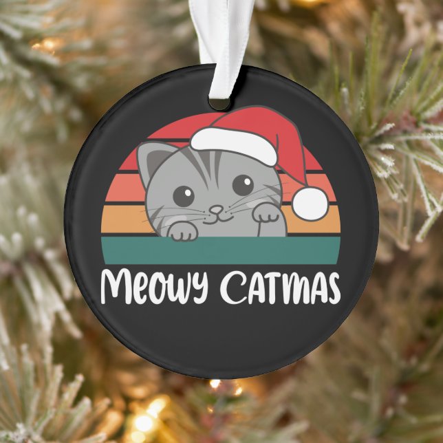 Adorno Merry Catmas Funny Cat Navidades Pun Ornament (Árbol)
