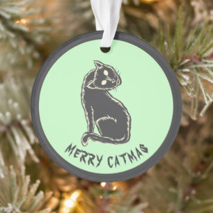 Adorno Merry Catmas Spooky Cat Navidades
