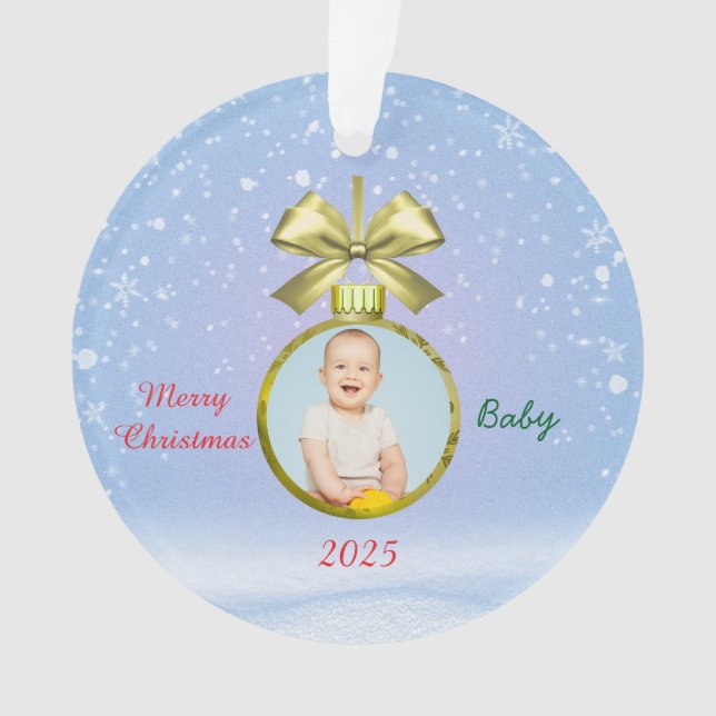 Adorno Merry Christmas Baby Photo  (Anverso)